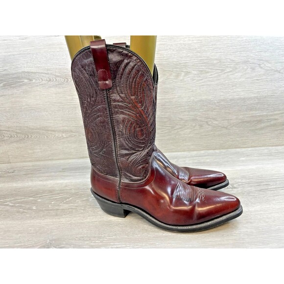 Vintage Laredo Men's 11D Brown Leather Pull On Rodeo Riding Cowboy Western Boot